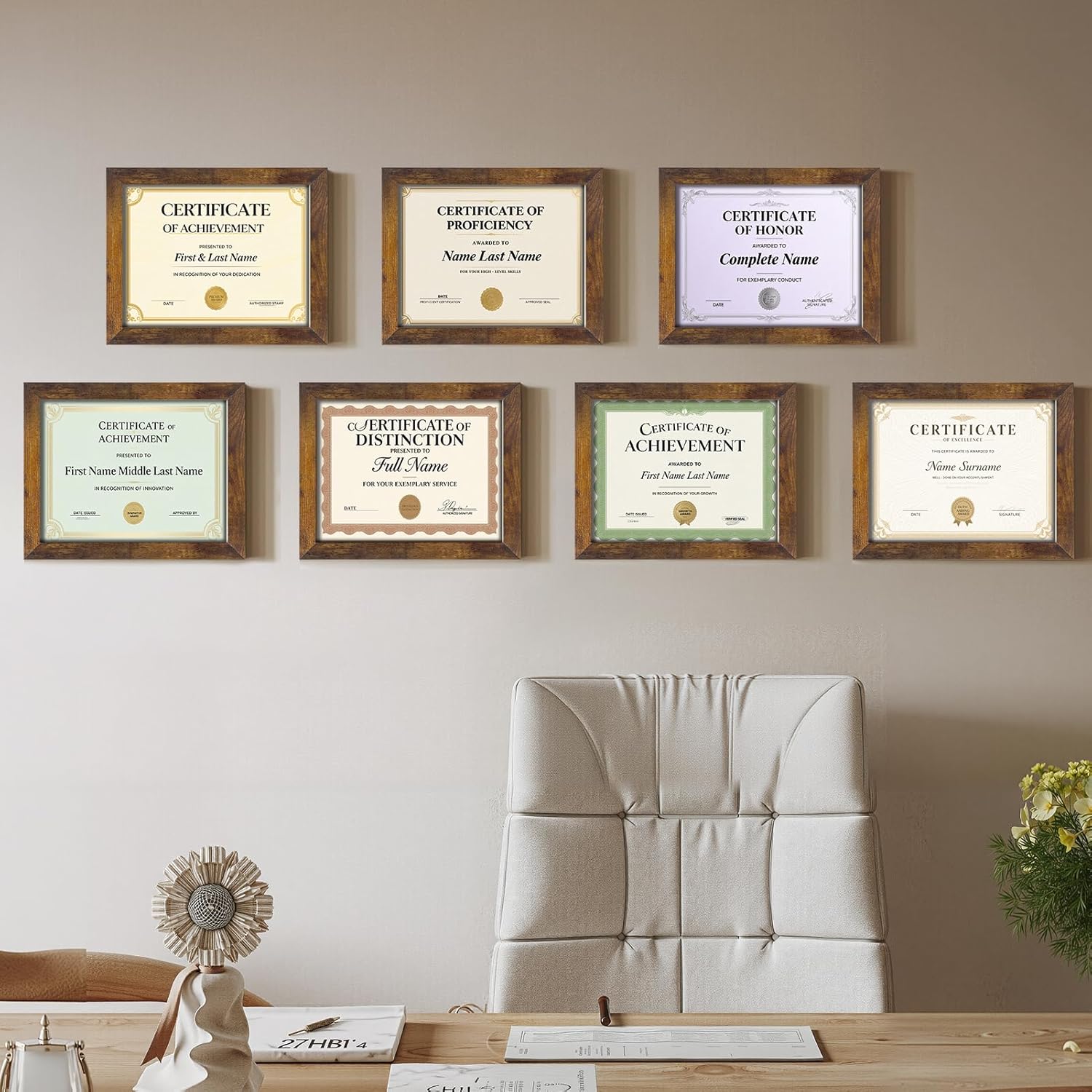 Certifications wall at Dr. Rachana shetty Dental Studio